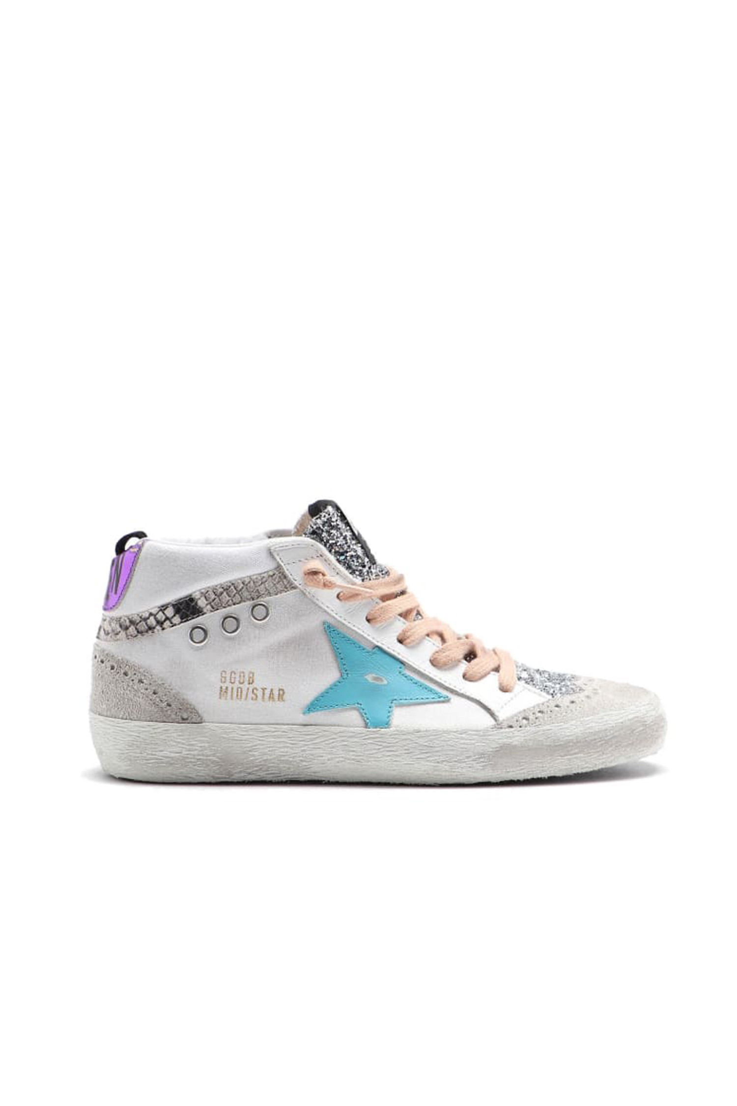 pix Golden Goose Blue Glitter Mid Star golden goose golden goose mid star sneakers white canvas silver glitter mavi blue star
