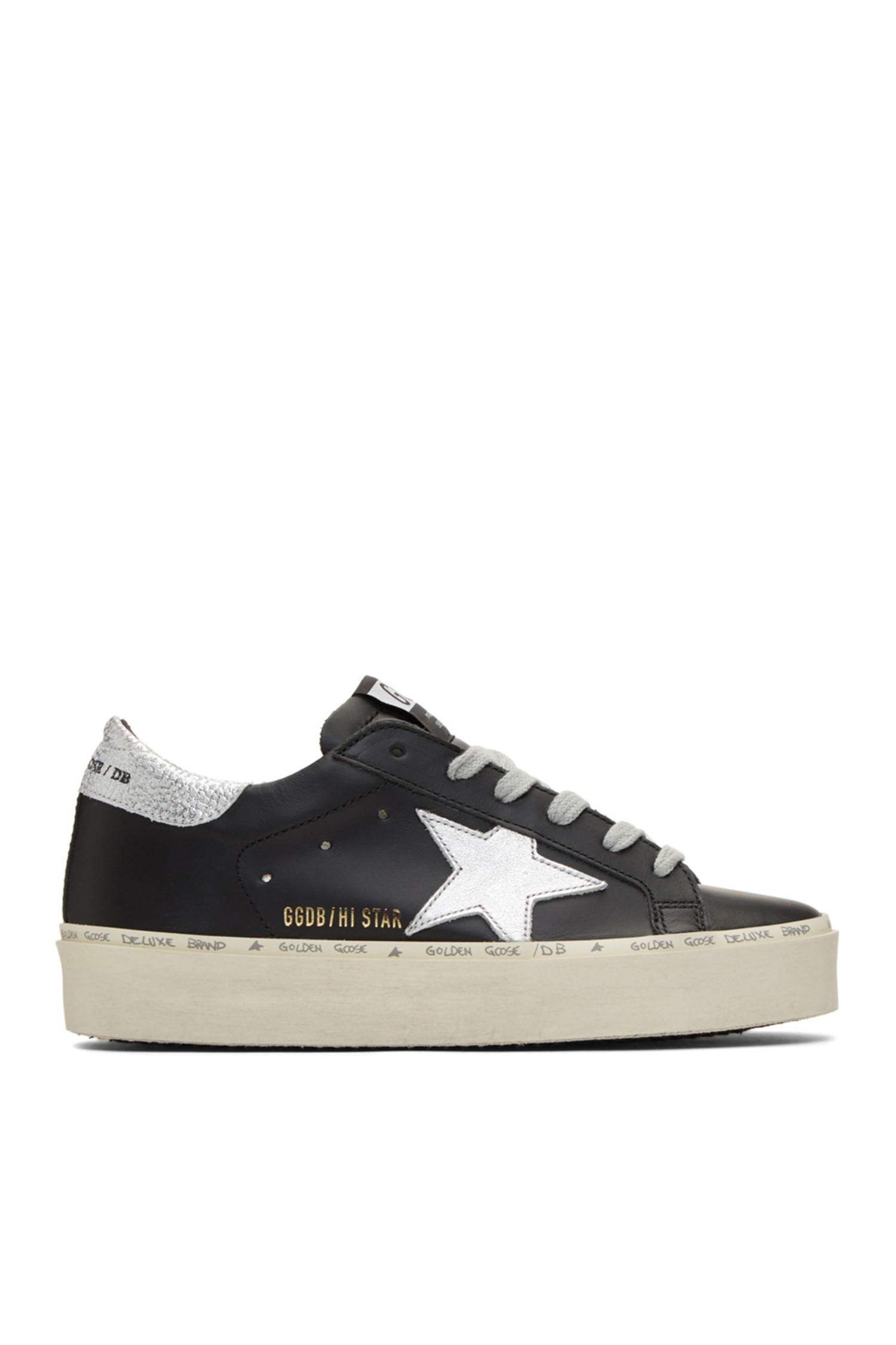silver and black golden goose