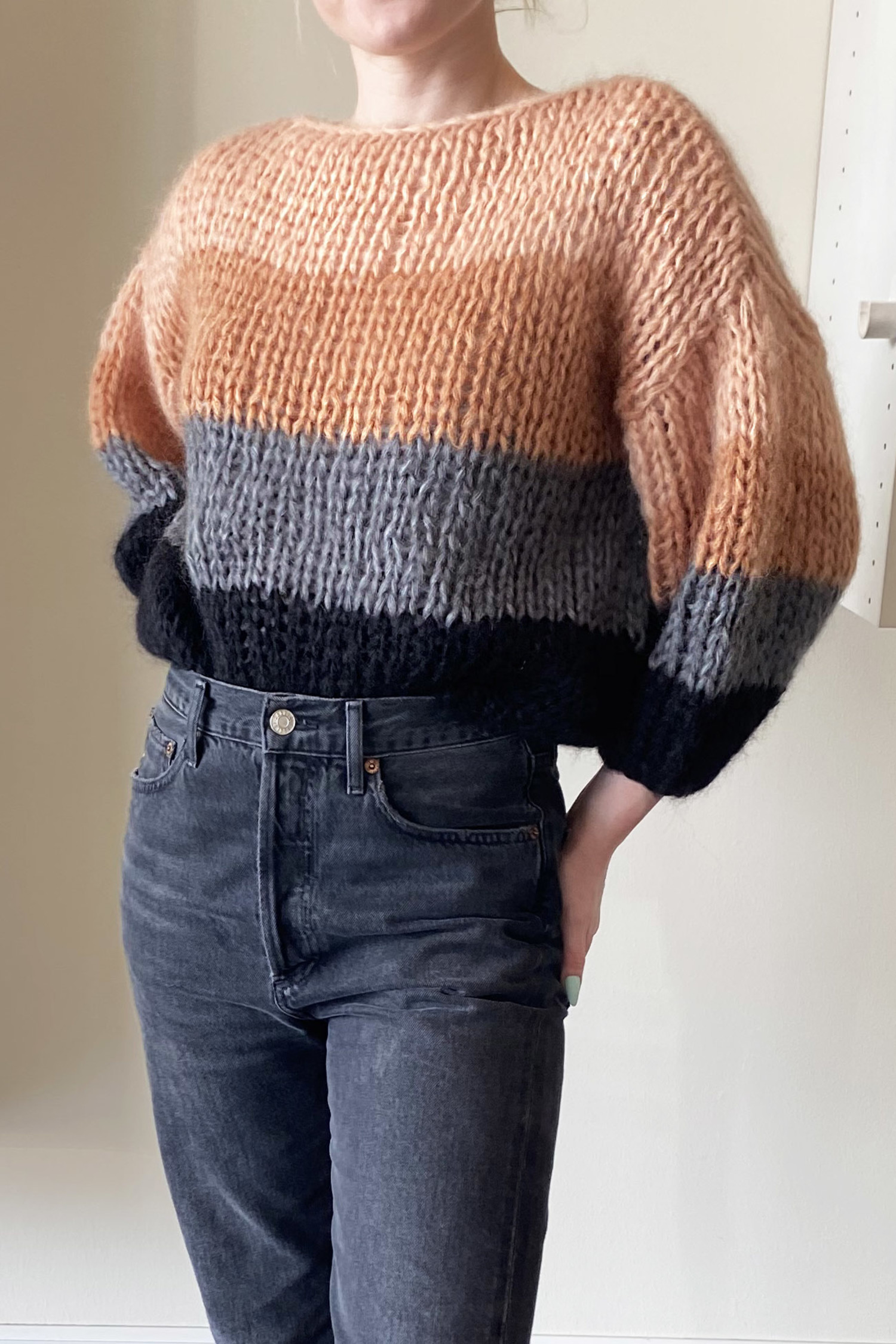 Maiami Big Sweater Color Block - Camel 