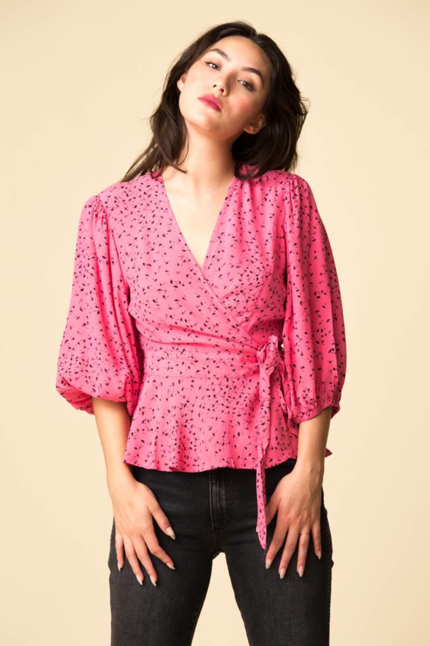 ganni wrap blouse