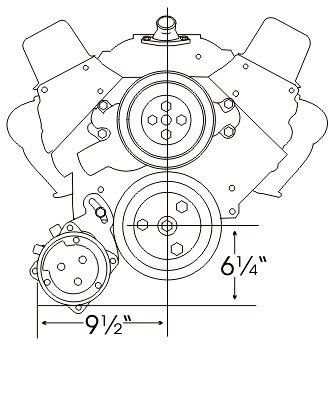A//C Bracket SB Chevy SWP Low Must use Remote Fuel Pump Alan Grove 106R