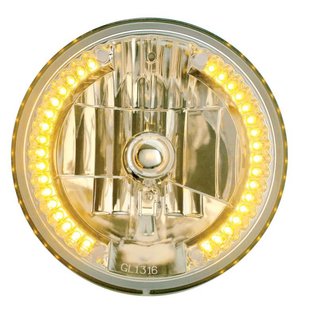 United Pacific 7" Headlight with 34 LED Split Halo - Amber - #31378