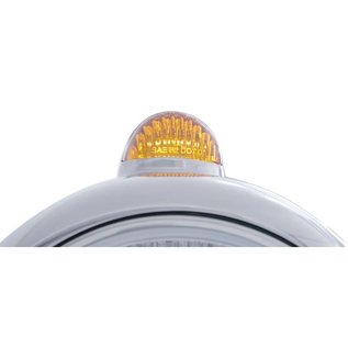 United Pacific Stainless GUIDE Headlight - H6024 Bulb w/Dual Function Amber LED/Amber Lens - 32392