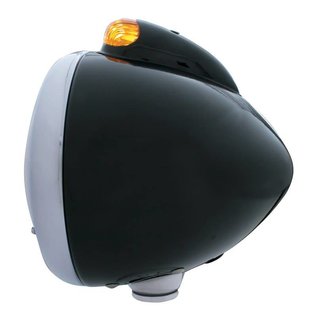United Pacific Black “GUIDE” Headlight - H6024 Bulb w/ Dual Function Amber LED/Amber Lens - 32412