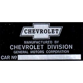 Roadster Pilot A1 Chevrolet Vin Tag- One Line