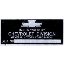 Roadster Pilot A3 Vin Tag - Chevy (1 Line) Serial No