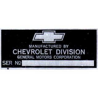 Roadster Pilot A3 Vin Tag - Chevy (1 Line) Serial No