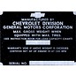 Roadster Pilot A6 Vin Tag - Chevy Gross Weight (Serial No)