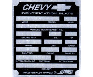 A7 Vin Tag - Chevy ID Plate - Affordable Street Rods