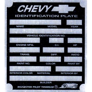 Roadster Pilot A7 Vin Tag - Chevy ID Plate