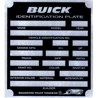 Roadster Pilot A8 Vin Tag - Buick ID Plate