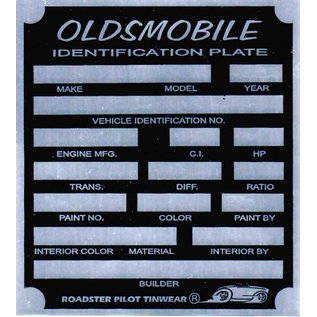 Affordable Street Rods A9 Vin Tag - Oldsmobile ID Plate