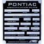 Roadster Pilot B1 Vin Tag - Pontiac ID Plate