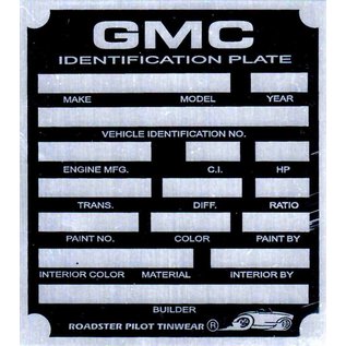 Affordable Street Rods B3 Vin Tag - GMC ID Plate