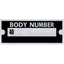 Roadster Pilot B5 Vin Tag - Body Number "40"