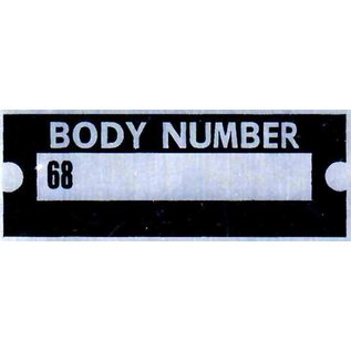 Roadster Pilot B7 Vin Tag - Body Number "68"