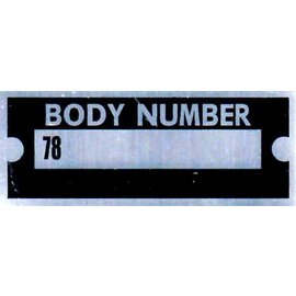 Roadster Pilot B8 Vin Tag - Body Number "78"
