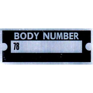 Roadster Pilot B8 Vin Tag - Body Number "78"