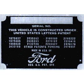 Roadster Pilot C2 Vin Tag - Ford (1 Line)