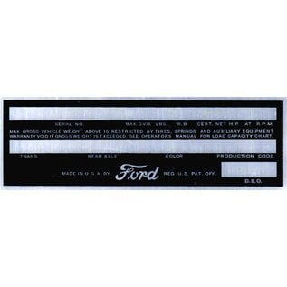 Roadster Pilot C5 Vin Tag - Ford (3 Lines)