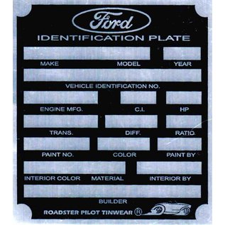 Affordable Street Rods C7 Vin Tag - Ford ID Plate