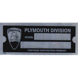 Roadster Pilot D4 Vin Tag - Plymouth Division (2 Lines)