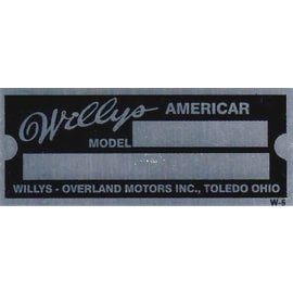 Roadster Pilot D6 Vin Tag - Willy Americar (2 Lines)