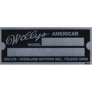 Affordable Street Rods D6 Vin Tag - Willy Americar (2 Lines)