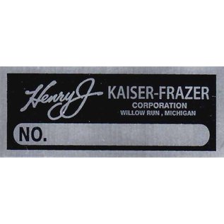 Roadster Pilot D7 Vin Tag - Henry J Kaiser-Frazier (1 Line)