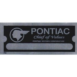 Affordable Street Rods D9 Vin Tag - Pontiac Chief of Values (1 Line)