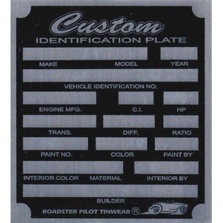 Affordable Street Rods F7 Vin Tag - Custom ID Plate