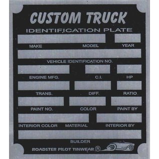 Roadster Pilot F9 Vin Tag - Custom Truck ID Plate