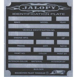 Roadster Pilot G1 Vin Tag - Jalopy ID Plate