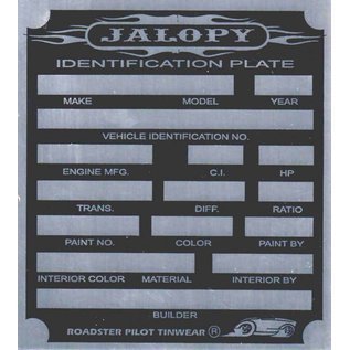 Affordable Street Rods G1 Vin Tag - Jalopy ID Plate