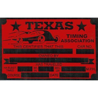 Affordable Street Rods G8 Vin Tag - Texas Timing Association