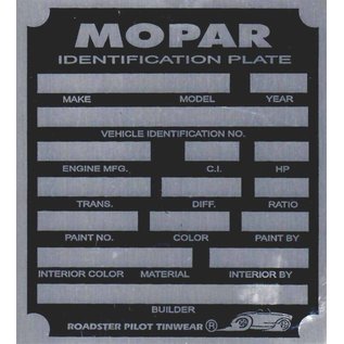 Roadster Pilot H1 Vin Tag - Mopar ID Plate