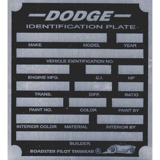 Affordable Street Rods H2 Vin Tag - Dodge ID Plate