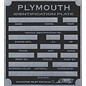 Roadster Pilot H3 Vin Tag - Plymouth ID Plate