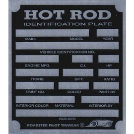 Roadster Pilot H7 Vin Tag - Hot Rod ID Plate