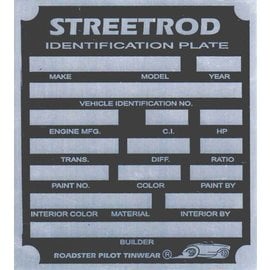 Roadster Pilot H8 Vin Tag - Streetrod ID Plate