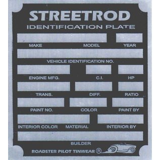 Affordable Street Rods H8 Vin Tag - Streetrod ID Plate