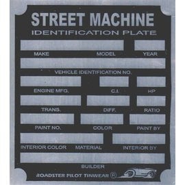 Roadster Pilot H9 Vin Tag - Street Machine ID Plate