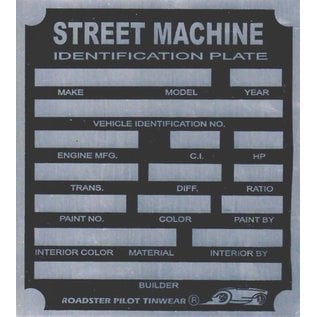 Affordable Street Rods H9 Vin Tag - Street Machine ID Plate