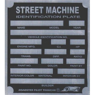 Roadster Pilot H9 Vin Tag - Street Machine ID Plate