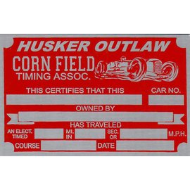 Roadster Pilot I7 Vin Tag - Husker Outlaw Timing Assoc