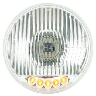 United Pacific 5 3/4" Halogen Headlight with 5 Amber LED Auxiliary Light - #S2005LED