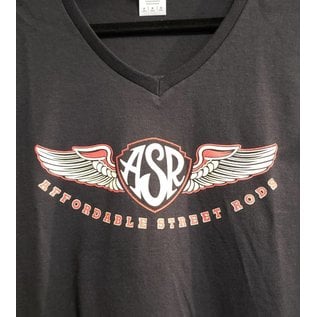 Affordable Street Rods RP 02 - ASR Original Logo with Wings Front - Ladies V-Neck