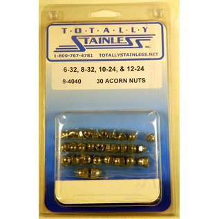 Totally Stainless 6-32, 8-32, 10-24 & 12-24 Stainless Acorn Nuts - 8-4040