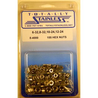 Totally Stainless 6-32, 8-32, 10-24 & 12-24 Stainless Hex Nuts - 8-4000