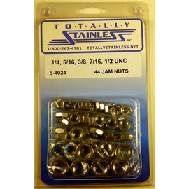 Totally Stainless 1/4-20,  5/16-18,  3/8-16,  7/16-14 &  1/2-13  Stainless Jam Nuts